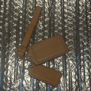 Coach Brown Leather Keychain Set